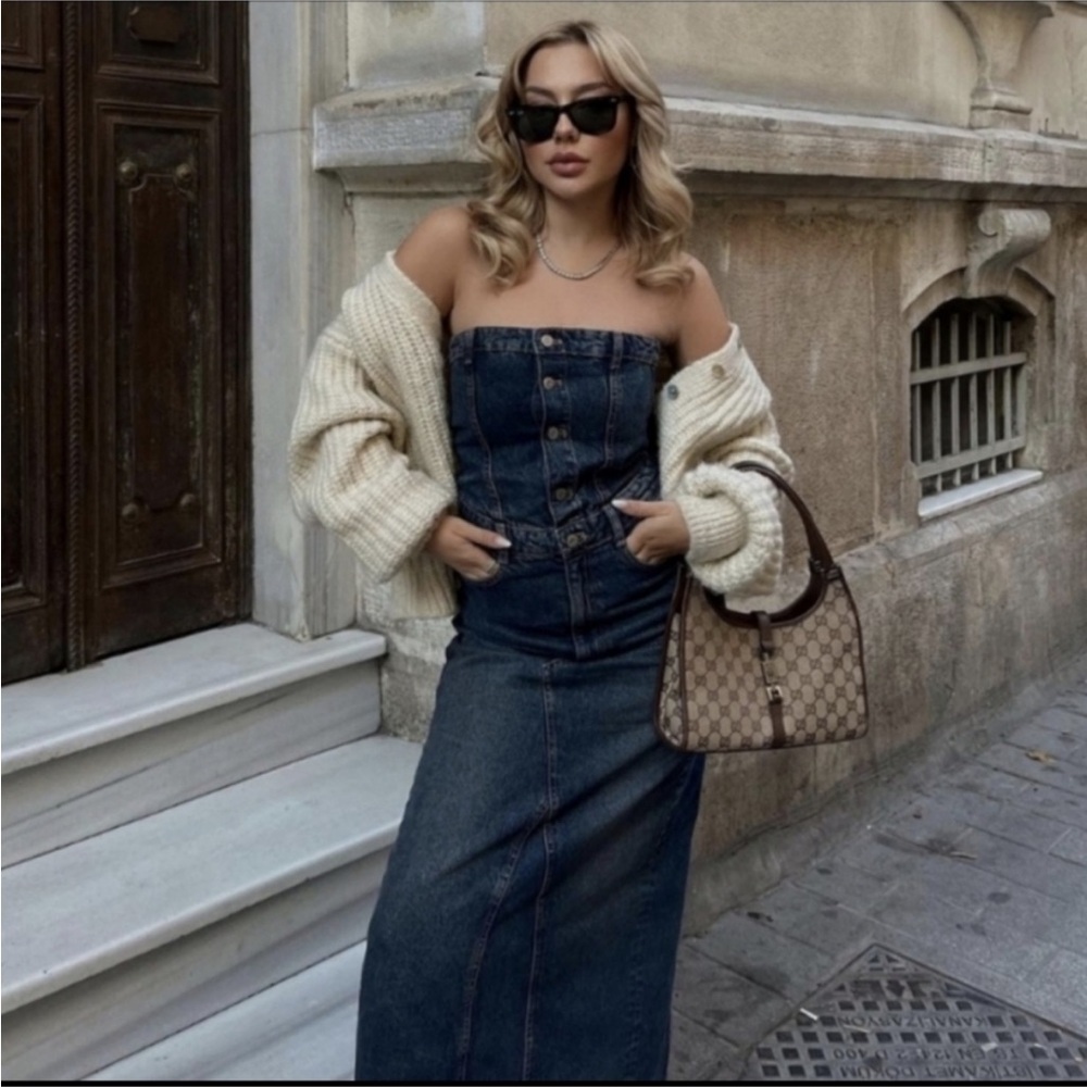 Zara Sleeveless Denim Maxi Dress small